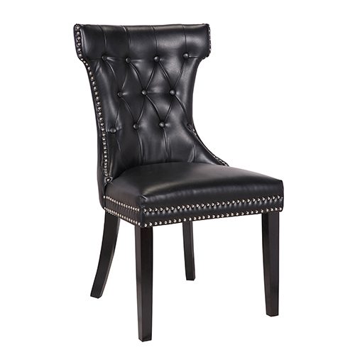 2X Century Dining Chair Black Pu Wooden Legs