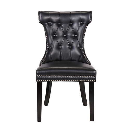 2X Century Dining Chair Black Pu Wooden Legs