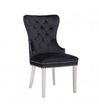 2X Victoria Dining Chair Black Velvet & STAINLESS STEEL Legs