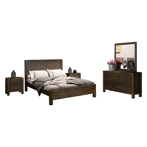 Nowra 4 Pcs Bedroom Suite Solid Acacia Timber in Multiple Size & Colour