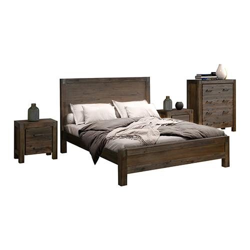 Nowra Bedroom Suite 4 Pcs In Solid Acacia Timber In Multiple Size & Colour
