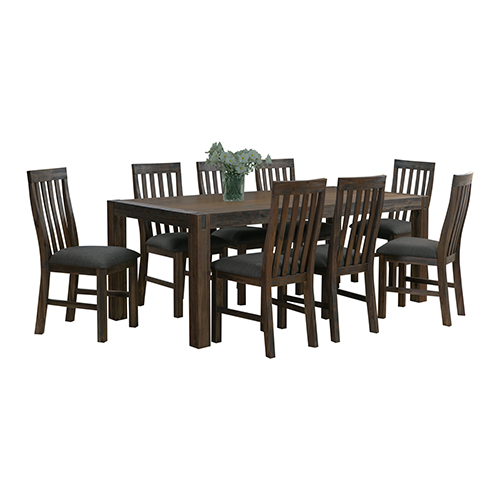 Nowra Solid Acacia Timber Large Size Dining Table With 8X Linen Upholstered Chair