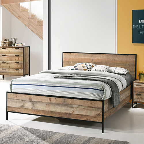 Rustic Wood Look Queen Bed In Oak Colour, Rustic Wooden Queen Size Bed Frame Dimensions Australia