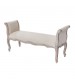 Lille Linen Fabric Beige Oak Wood White Washed Finish Bench Chair