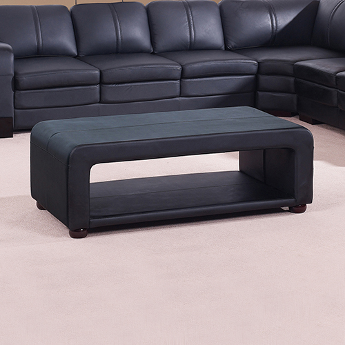 Premium Bonded Leather Coffee Table, Black Leather Coffee Table