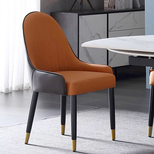 Cherry 2X Dining Chairs Orange Colour Premium Leatherette Carbon Steel Frame Firm Support 
