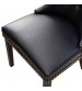 Century 2x Dining Chair Black Leatherette Upholstery Button Studding Deep Quilting Wooden Frame Back with Lion Ring and Nail Rubber Wood Legs