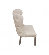 2X Leatherette Upholstery Dining Chair Crown with Tufted Button on Back & Metal Studded Border