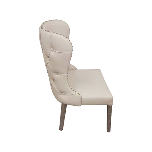 Crown 2X Leatherette Upholstery Dining Chair with Tufted Button on Back & Metal Studded Border