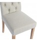 Dora 2x Dining Chair Beige Linen Fabric Seam Grid Pattern Deep Quilting Rubber Wood Legs 
