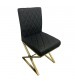 Daisy 2X Dining Chair Stainless Gold Frame & Seat Black PU Leather
