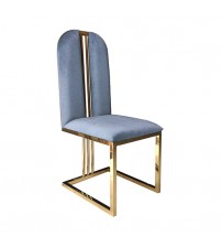 2X Fancy Dining Chair Stainless Gold Frame & Seat In Multiple Colour Fabric