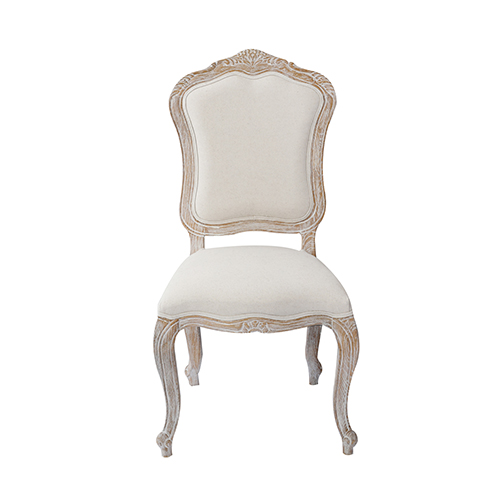 Lille Dining Chair Linen Fabric Beige Oak Wood White Washed Finish