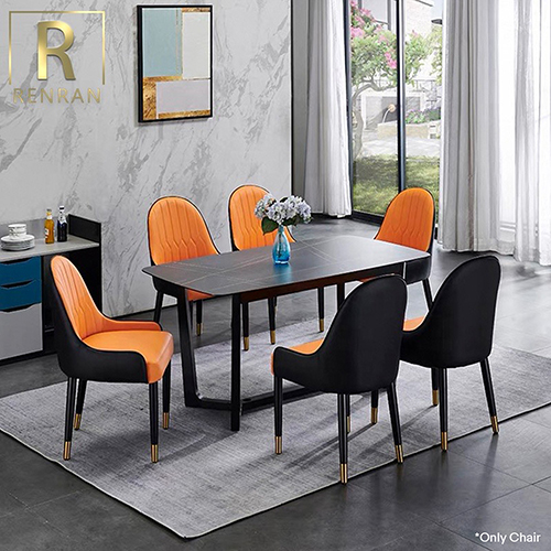 Lotus 2X Leatherette Upholstery Orange Color Dining Chair 