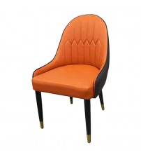 Lotus 5/7pcs Leatherette Upholstery Orange Colour Faux Marble Top Dining Set