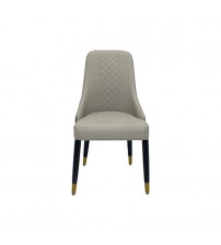 Oliver 2x Dining Chair Grey Faux Leather Upholstery Clean Glass Black & Golden Legs