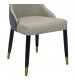 Oliver 2x Dining Chair Grey Faux Leather Upholstery Clean Glass Black & Golden Legs