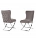 Paradise 2x Dining Chairs Grey Fabric Upholstery Beautiful Quilting Shiny Silver Colour Legs 