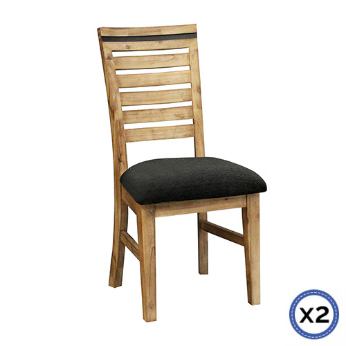Seashore 2x Dining Chairs in Solid Acacia Timber in Silver Brush Colour