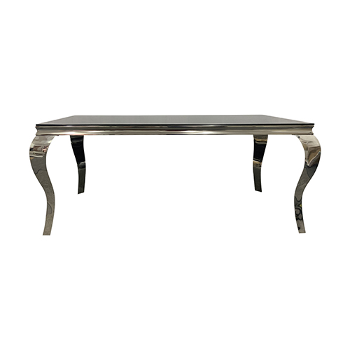 Alex Dining Table Stainless Silver Frame & Top Black Glass
