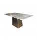 Ashley Dining Table Sintered Stone Mosaic Style Top Light Grey colour Sturdy Base with Carbon Steel Glossy