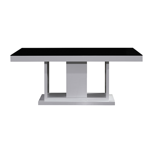Espresso Gorgeous Dining Table Black Glass & White Painting