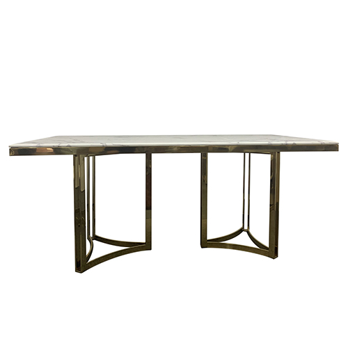 Fancy Dining Table Stainless Gold Frame & Top Marble White