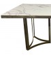 Fancy 7pcs Dining Set White Table Top Faux Marble Golden Steel Base