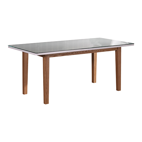 Galaxy Dining Table White Top with High Glossy Finish & Tempered Glass on Solid Wooden Base
