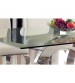 Gracy Crescent Shaped High Gloss Stainless Steel Finish Dining Table with Tempered Glass Top