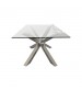 Jason Crisscross Shaped High Gloss Stainless Steel Finish Dining Table with Tempered Glass Top