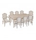 Lille Multiple Sizes Oak Wood White Washed Finish Premium Linen Upholstered Arm Chair Dining Set