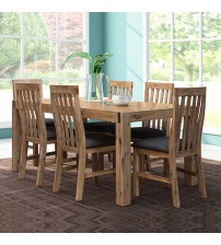 Nowra Solid Acacia Timber Large Size Dining Table With 8X Linen Upholstered Chair