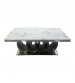 Paradise Dining Table White Faux Marble Top Aesthetic Metal Made Design on Base Silver Colour