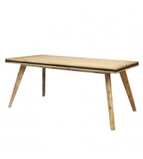 Seashore Dining Table In Solid Acacia Timber In Silver Brush Colour with Black Border