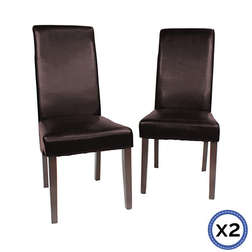2x Wooden Frame Leatherette Dining Chairs