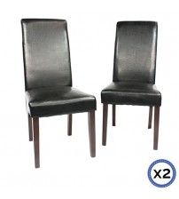2x Wooden Frame Leatherette Dining Chairs