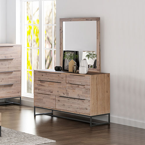 Hannah Solid timber 6 Drawers Dresser with Mirror