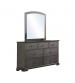 Marco Dresser with Mirror with 6 Storage Drawers in Solid Wood MDF Plywood Metal Handles in Wire Brush Grey Colour 