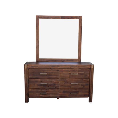 Nowra 6 Drawers Dressing Chest in Solid Acacia Timber With Mirror