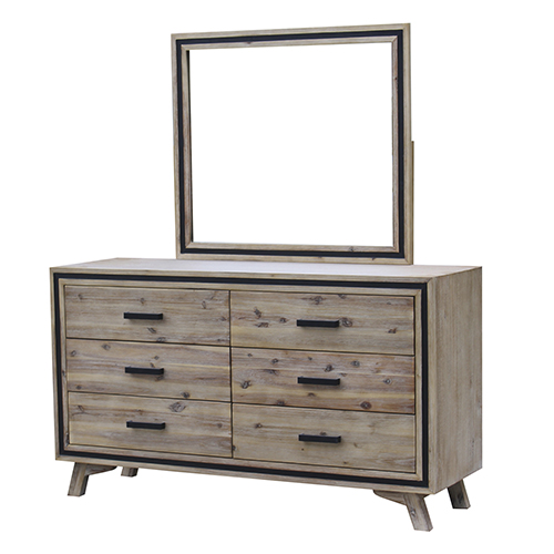 Seashore 6 Drawers Dresser in Solid Acacia Timber in Silver Brush Colour
