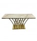 Diana Hall Table White Faux Marble Top and Spiral Stainless Gold Frame