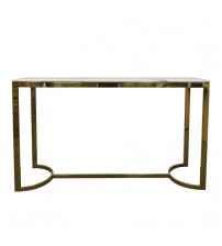 Stainless Electroplating Titanium Gold Frame and White Faux Marble Top  Fancy Hall Table