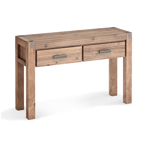 Java 2 Drawers Hall Table In Solid Acacia Timber In Oak Colour