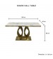 Stainless Electroplating Gold Brush Frame & White Faux Marble Top Shark Hall Table