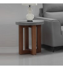 Cooper Lamp Table Round Shaped Top MDF Micro cement Sturdy Legs