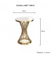 Diana Round Shape Lamp Table with Artificial Marble Top in Elegant Titanium Gold