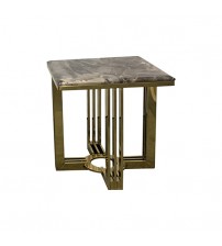 Square Shape with Faux Marble Top Lamp Table Electroplating Titanium Gold Daisy