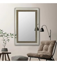Wall Mirror MDF Silver Mirror Matching Fabric Rectangular Shape MRR-03