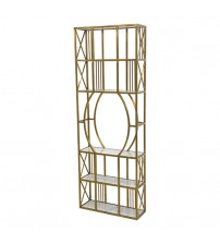 Martin Bookcase Display Unit Stainless Steel Slate Marble Shelves Golden Colour Storage Tiers